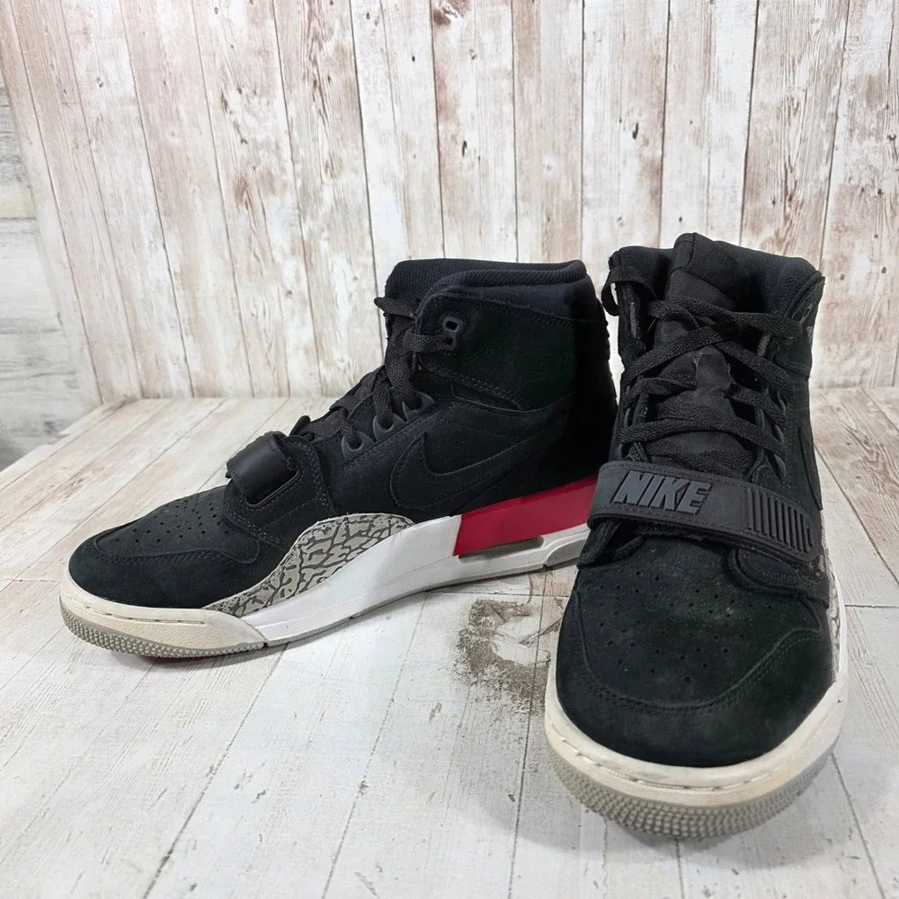 Jordan Legacy 312 Black Varsity Red Cement AV3922-060 Mens 10.5 High Top Shoes